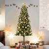 Pre-Lit Pencil Christmas Tree,Artificial Slim Xmas Tree with LED Warm White Lights&Metal Stand,Realistic Xmas Tree Holiday Party Decoration for Home - 2 of 4