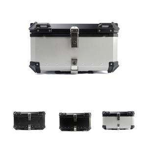 100L Motorbike Top Case, Aluminum Waterproof Top Box for Motorcycle, Helmet Luggage Storage Rear Tour Box with Security Lock, Black/Silver - 1 of 2