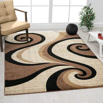 Exquisite round carpet with detailed beige and brown patterns, combining  classic and modern styles, perfect for adding elegance to any room. Rug on  transparent background. PNG. AI Generated 34630926 PNG