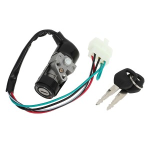 Unique Bargains Motorcycle Scooter Security 5 Wires Ignition Switch Lock W 2 Keys Set for GY6 125 Black 1pcs - 1 of 4