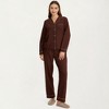 Anna-Kaci Lounge Women's Long Sleeve Pajama Set with Soft Notched Collar Button Front Top and Relaxed Straight-Leg Pants - 3 of 4