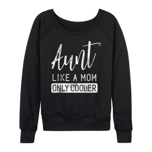 Women's - Instant Message - Like A Mom Only Cooler Lightweight French Terry Wide Neck Long Sleeve Graphic Shirt - 1 of 4