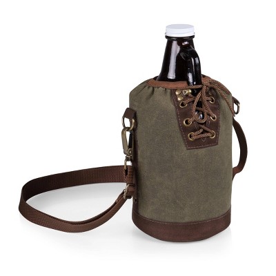 Legacy by Picnic Time Growler Tote with 64 oz. Glass Growler - Khaki Green