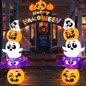 Joyfy 8 FT Halloween Inflatables Outdoor Decoration, Inflatable Pumpkin Archway with Build-in LEDs for Halloween Indoor Outdoor Yard Lawn Decoration - 1 of 4