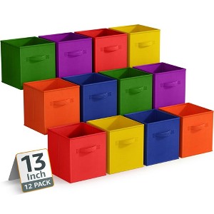 Sorbus Mixed Colors 13 Inch 12 Pack Sturdy Collapsible Fabric Storage Cubes with Handle - for Organizing Clothes, Toys, Books, Shelves & more - 1 of 4