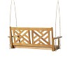 PAGED Porch Swing Wood Patio Swing with Slat Design for Patio, Garden, Terrace - 3 of 4