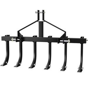 Tractor Cultivator, 3 Point Attachment - 48'' Heavy Duty Detachable Plow with 6 Shanks, CAT-0 & CAT-1 Compatible for Soil Tilling, Black - 1 of 4