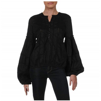 Free People Womens Bell Sleeve Peasant Blouse