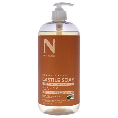 Dr. Natural Castile Liquid Soap - Multi-Use Body Wash, Shampoo and Face Wash - Hydrating Body Soap for Skin, Hair, Pets and Home - Almond - 32 oz