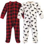 Hudson Baby Infant Boy Premium Quilted Zipper Sleep and Play 2pk, Moose