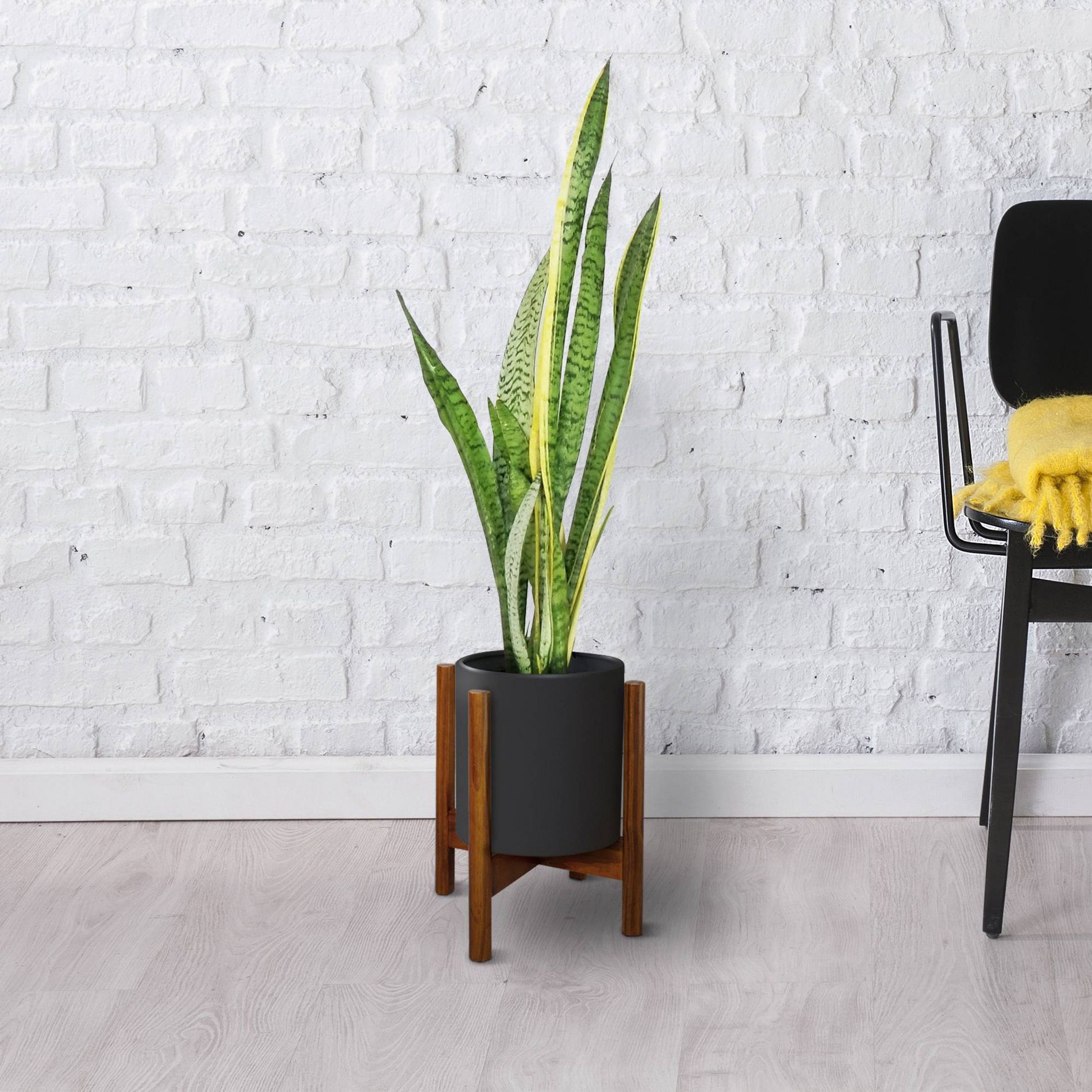 Wooden Plant Stand (Fit Up To 10") Antique Mahogany - Flora Home: Pine Material, Indoor Square Planter Holder