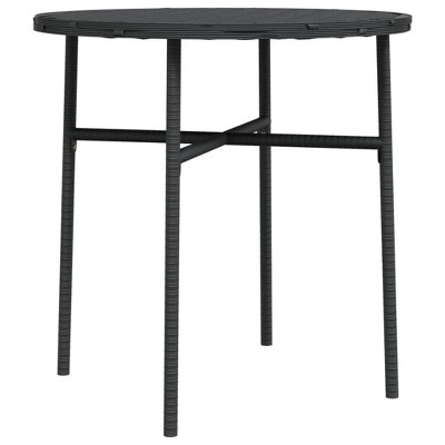 vidaXL Tea Table, Black, 17.7", Poly Rattan