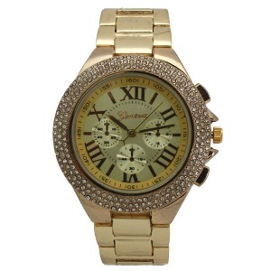 Olivia Pratt Classy 3-Dial and Rhinestone Bezel Metal Watch - 1 of 4