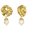Hollywood Sensation Baroque Pearl Drop Earrings with Hammered Gold Earrings - 2 of 4