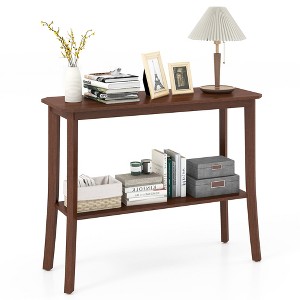 Costway 2-tier Console Entryway Table Wooden Sofa Behind Couch Table 38'' x 14'' x 30'' - 1 of 4