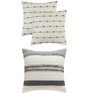 REGALWOVEN 3 Pcs Striped Modern Decorative Throw Pillow Covers Square 18" x 18" - 1 of 4