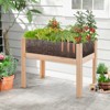 Tangkula Raised Wooden Garden Bed with Legs 24"/31” Elevated Planter Box with 2 Acrylic Panel Sides Drain Holes, Movable Beds - 2 of 4