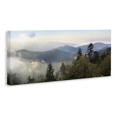 Panoramic Cloudy Mountain Landscape Canvas Print, 24" x 10"