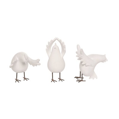 Transpac Resin Yoga Chicken Set of 3 Spring Home Decorations