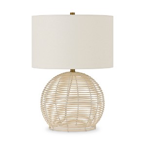 Hudson and Canal 21.5" Tall Rattan Table Lamp with Fabric Shade: Coastal-Inspired, UL Listed - 1 of 4