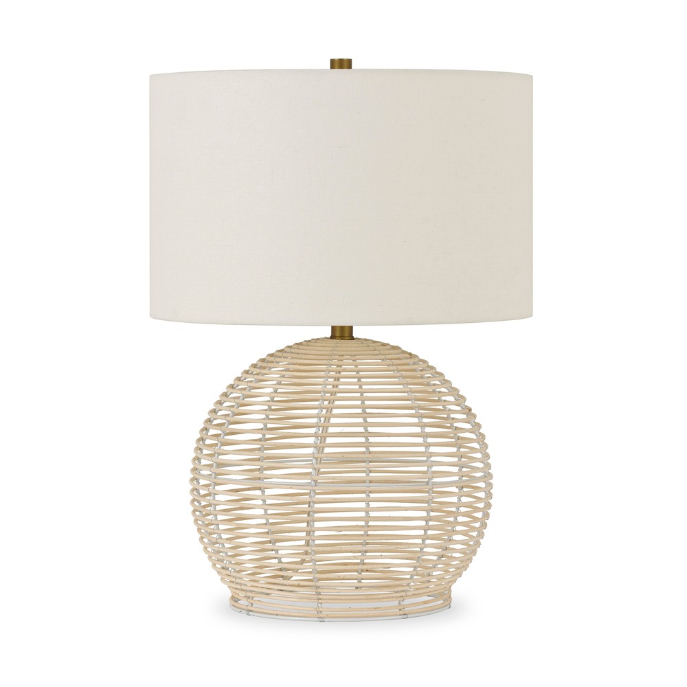 Photos - Floodlight / Street Light Hampton & Thyme 21.5" Tall Rattan Table Lamp with Fabric Shade: Coastal-In