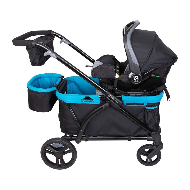 Baby Trend Expedition 2 in 1 Push or Pull Stroller Wagon Plus with Canopy, Choose Between Car Seat Adapter or Built In Seating for 2 Children, Blue, 4 of 19