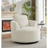 Lyngins Compressible Swivel Accent Chair with Wood Base,Upholstered Swivel Living Room Chair with Armrest,Faux Fur Sofa Chair for Bedroom - 2 of 4