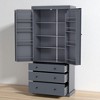 Kitchen Pantry Cabinet with 3 Adjustable Shelves, 8 Door Shelves and 3 Drawers, Freestanding Tall Storage Cupboard for Kitchen or Dining Room - 3 of 4