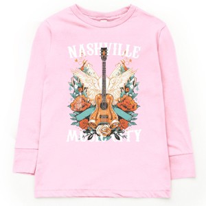 Nashville Music City Guitar Grunge - Youth Long Sleeve Graphic T-Shirt - 1 of 3