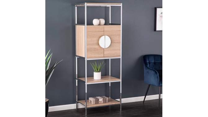 Befail Tall Bar Cabinet with Wine Storage Natural/Chrome - Aiden Lane, 2 of 14, play video