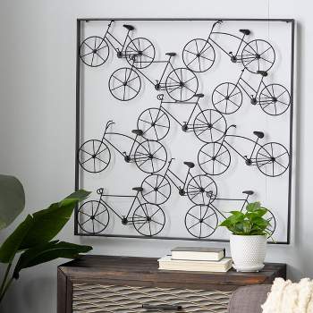 Metal Bike Stacked Wall Decor with Black Frame - Olivia & May