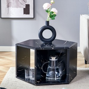 NicBex 31.5"/25" Hexagon MDF Coffee Table with Storage Shelves,Multi-Functional End Table & Side Table,Modern Center Table for Living Room - 1 of 4