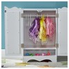 Angel Sar Wooden Doll Closet with Mirror, 6 Hanger Doll Wardrobe for 18" Dolls, White Doll Clothes Storage for Kids Aged 3+ - 2 of 4