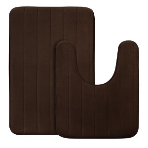 PiccoCasa Memory Foam Bathroom Rugs Non-Slip and U-shaped Toilet Mat 2 Pcs - 1 of 4
