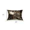HomeRoots Set of Two 12" X 20" Chocolate and Gold Abstract Cowhide Lumbar Throw Pillows with Glitter - 3 of 4