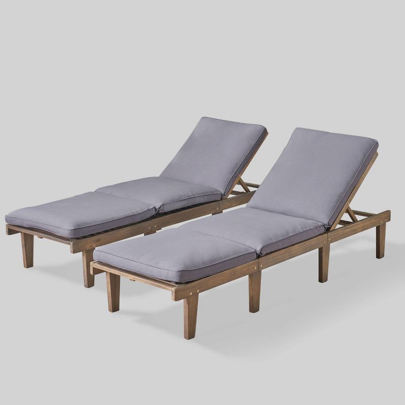 Ariana 2pk Acacia Wood Chaise Lounge - Christopher Knight Home, 1 of 10