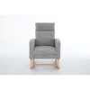 Linen Glider Rocking Chair with High Backrest and Solid Wood Legs - 4 of 4