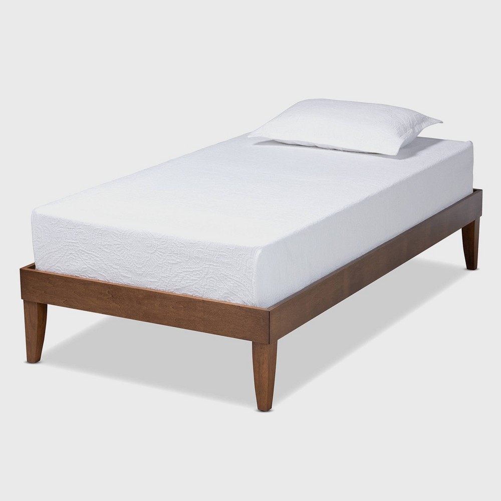 Photos - Bed Frame Twin Lucina Walnut Platform  Brown - Baxton Studio