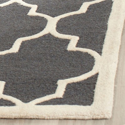 Dark Grey and Ivory Hand-Tufted Wool Area Rug, 3' x 5'