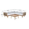 Christopher Knight Home Dorell Outdoor Acacia Wood and Wicker 5 Seater Sectional Sofa Set with Water-Resistant Cushions - 3 of 4