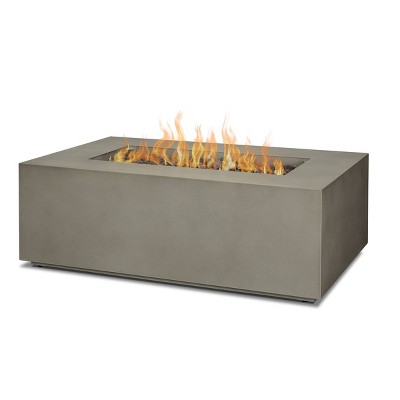 Aegean Small Rectangle Fire Table with NG Conversion Mist Gray - Real Flame