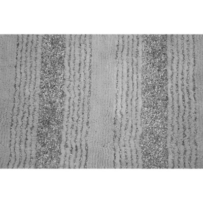 Essence Platinum Gray 22" x 60" Nylon Striped Bathroom Rug Runner