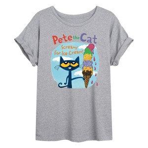 Women's - Pete the Cat - Screams For Ice Cream Oversized Graphic T-Shirt - 1 of 4