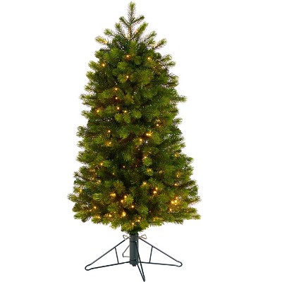 Nearly Natural 4-ft Slim Colorado Mountain Spruce Artificial Christmas Tree with 150 (Multifunction with Remote Control)