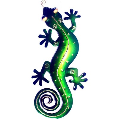 D-Art Collection Iron Green Gecko Wall Décor Medium