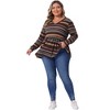 Women's Plus Size Vintage Striped V Neck Long Sleeve Elastic Waist Boho Casual Babydoll Blouse - Agnes Orinda - 3 of 4