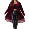 Agnes Orinda Women's Plus Size Velvet Layered Mesh Hem Open Front Long Sleeve Cardigans - 2 of 4