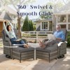 POCASSY 4 Piece Patio Furniture Set with Swivel Chairs and Ottomans, High Back Deep Seat Cushioned Wicker Swivel Patio Chairs Set of 2 with Ottoman - 2 of 4