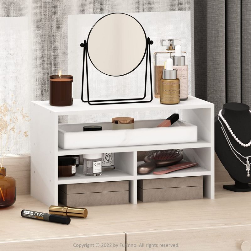 Furinno Hermite Desk Top Organizing Shelf Bookcase, White, 1 of 5