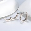 Hoop Earrings for Women Sterling Silver Clear Three Row Cz Womens by Ginger Lyne Collection - 4 of 4